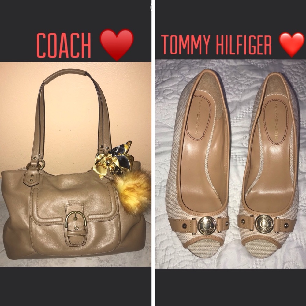 ⭐️❤️⭐️Bundle of : Vintage Coach shoulder bag &Tommy Hilfiger platform size 7.5
